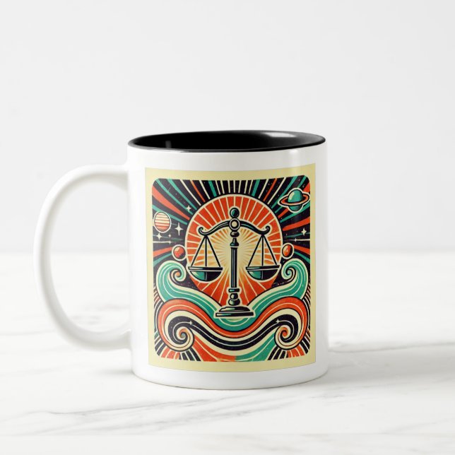 Libra Zodiac Kaffe Mugg Retro (Vänster)