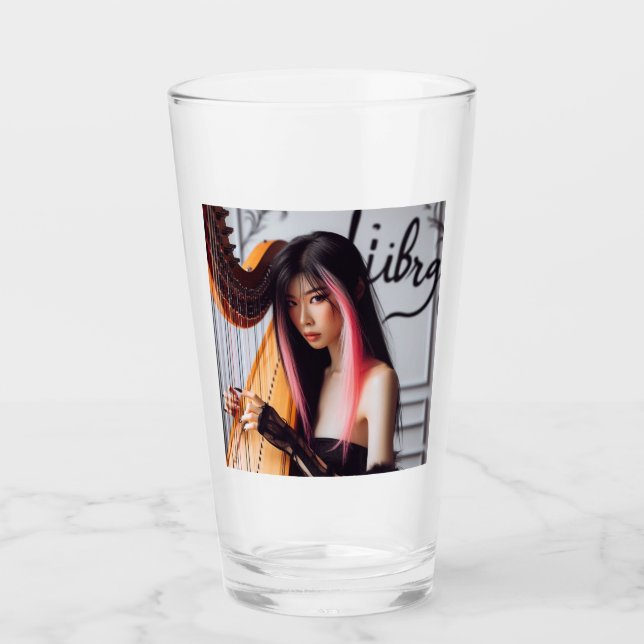 Libra Zodiac Musician Harp Glaskopp (Framsida)