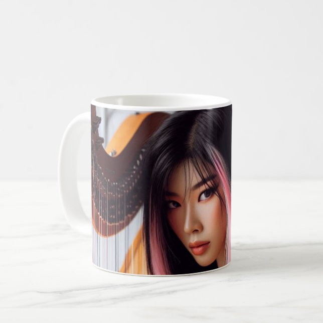 Libra Zodiac Musician Harp Kaffemugg (Framsida vänster)