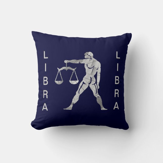 Libra Zodiac Navy Blue American Mojo Pillow Kudde (Framsida)