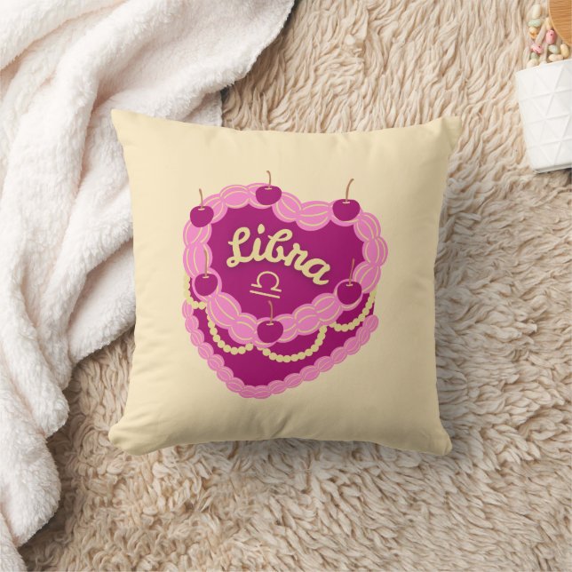 Libra Zodiac Pastel Heart Birthday Cake Kudde (Filt)