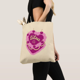 Libra Zodiac Pastel Heart Birthday Cake Tygkasse