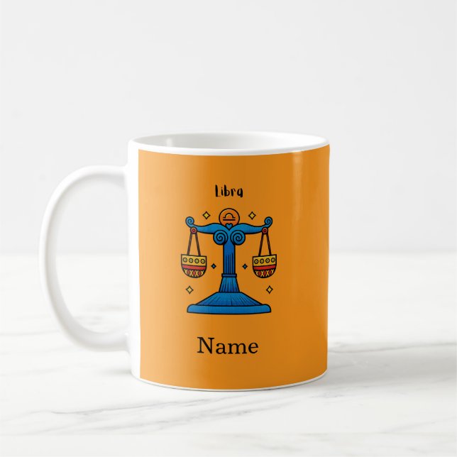 Libra Zodiac Retro Pop Art - Personlig Present Kaffemugg (Vänster)