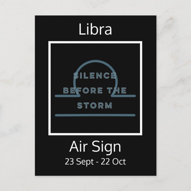 Libra Zodiac-Roligt Offert i blått och vitt Vykort (Framsida)
