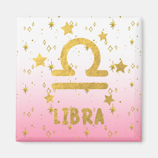 Libra Zodiac Rosa och Guld Magnet