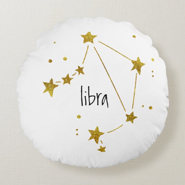 Libra Zodiac Rund Kudde (Framsidan)