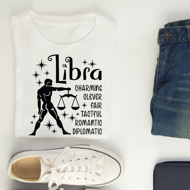 Libra Zodiac Sign Horoscope Personality Traits T- T Shirt (Skapare uppladdad)
