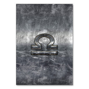 Libra Zodiac Sign i silver grunge steel stil Bordsnummer