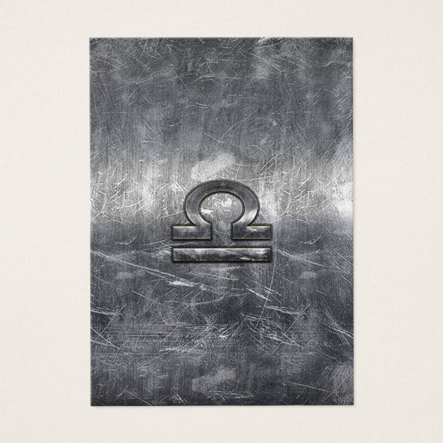 Libra Zodiac Sign i silver grunge steel stil Visitkort (Framsidan)