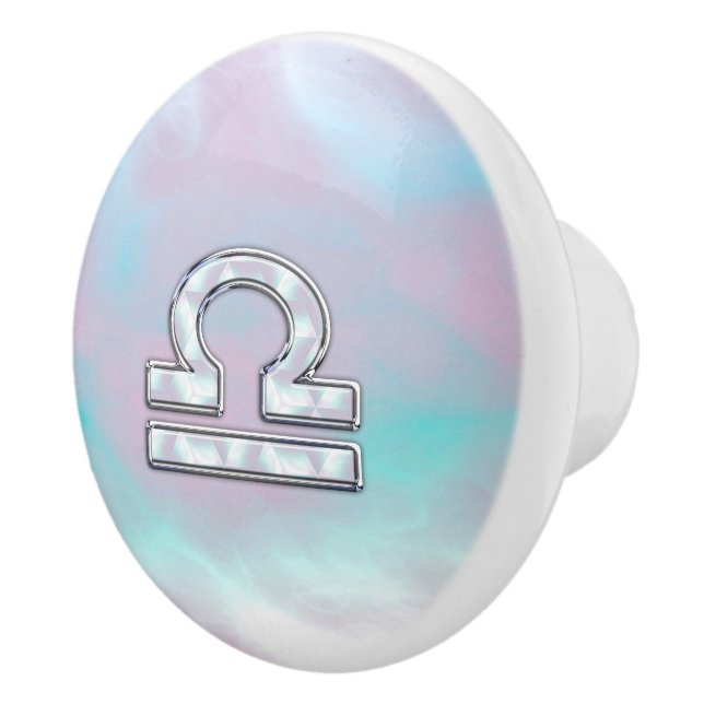 Libra Zodiac Sign Mor i Pearl Stil Knopp (Höger)