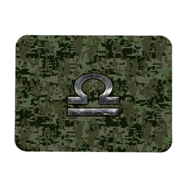 Libra Zodiac Sign på Woodland Grönt digital camo Magnet (Horisontell)