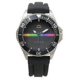 Libra Zodiac Sign Rainbow Pride Flagga Line Namn Armbandsur