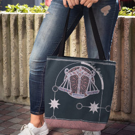 Libra Zodiac Sign Rosa och Blue Mandala Tygkasse