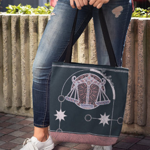 Libra Zodiac Sign Rosa och Blue Mandala Tygkasse