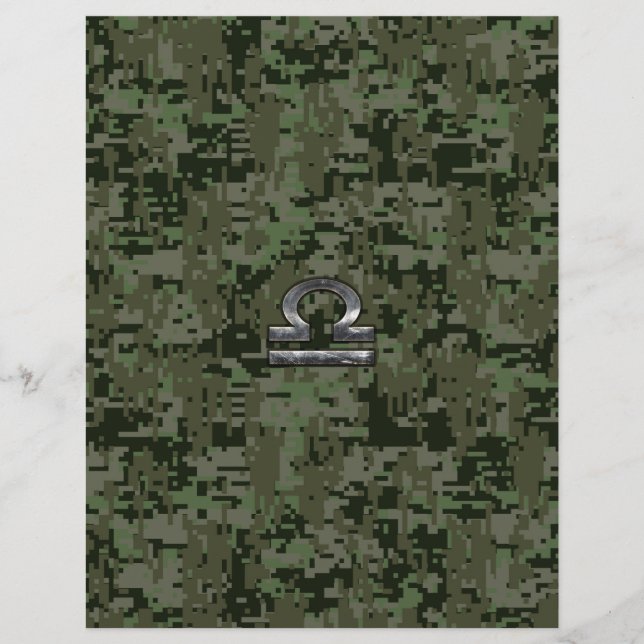 Libra Zodiac Sign Woodland Digital Camouflage (Framsida)