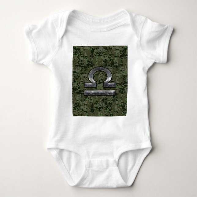 Libra Zodiac Sign Woodland Digital Camouflage Tee (Framsida)