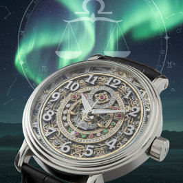 Libra zodiac-skylt, Steampunk, gemar, vintage Armbandsur