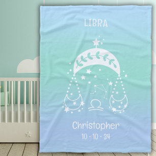 Libra Zodiac Star Namn Birthdate Blue Baby Fleecefilt