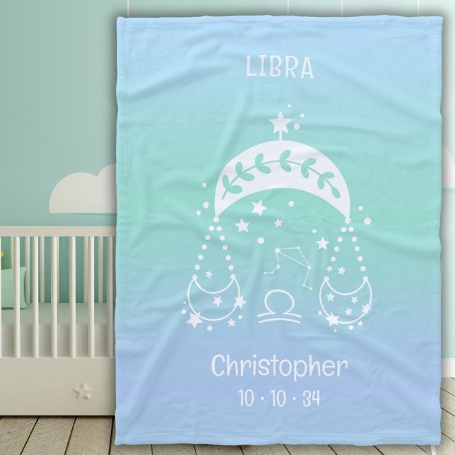 Libra Zodiac Star Namn Birthdate Blue Baby Fleecefilt (Skapare uppladdad)