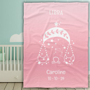 Libra Zodiac Star Namn Birthdate Rosa Baby Fleecefilt