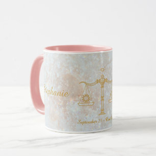 Libra Zodiac Stjärntecken Celestial Monogram Glitt Mugg