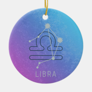 Libra Zodiac Stjärntecken Horoscope Constellation Julgransprydnad Keramik