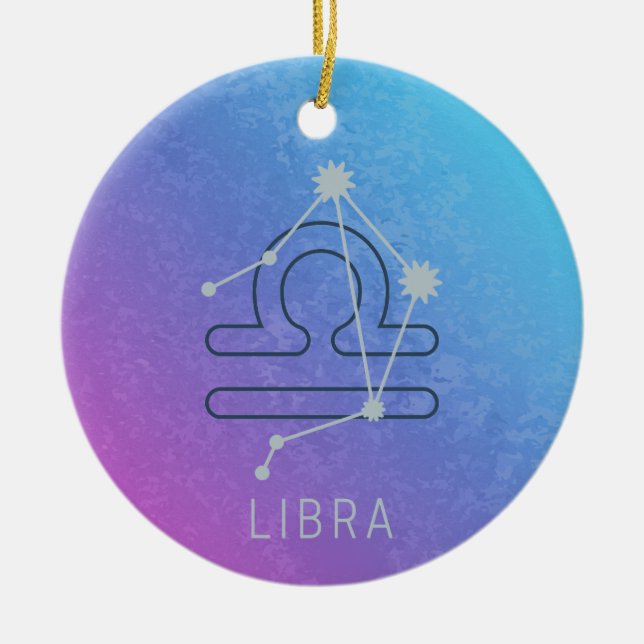 Libra Zodiac Stjärntecken Horoscope Constellation Julgransprydnad Keramik (Framsidan)
