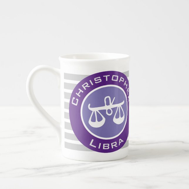 Libra Zodiac Stjärntecken med ägarens namn Benporslin Mugg (Vänster)