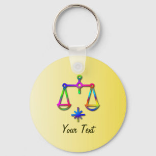 Libra Zodiac Stjärntecken Rainbow Nyckelring