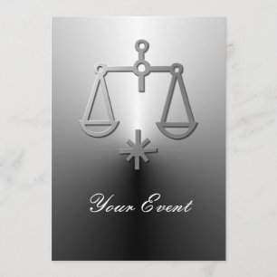 Libra Zodiac Stjärntecken Silver Party Inbjudningar