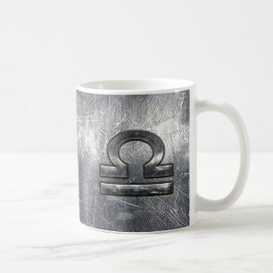 Libra Zodiac Symbol Distress Industrial Steel Kaffemugg