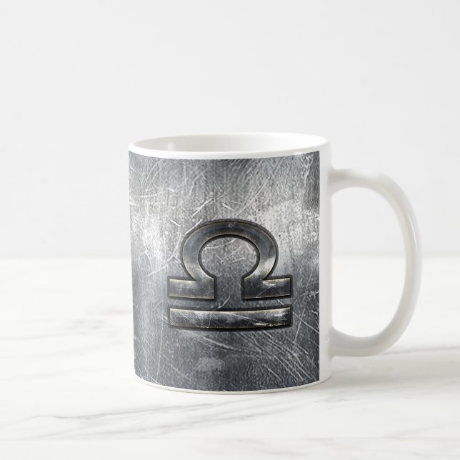 Libra Zodiac Symbol Distress Industrial Steel Kaffemugg (Höger)
