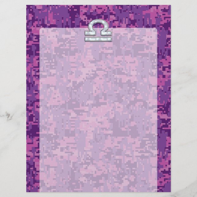 Libra Zodiac Symbol Fuchsia Rosa Digital Camo (Framsida)