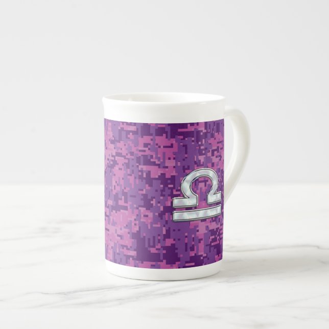 Libra Zodiac Symbol Fuchsia Rosa Digital Camo Benporslin Mugg (Framsida höger)
