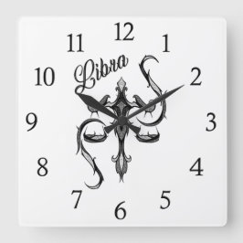 Libra Zodiac Symbol Fyrkantig Klocka