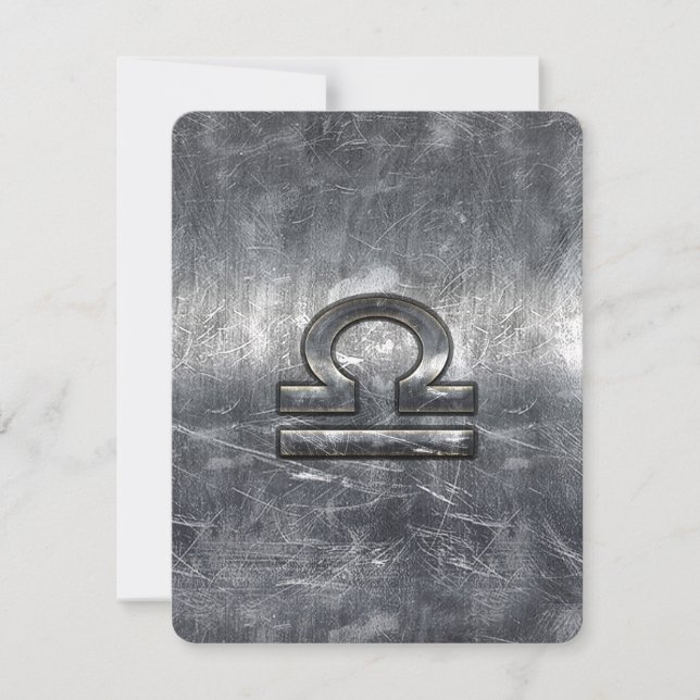 Libra Zodiac Symbol i silver grunge steel stil (Framsida)