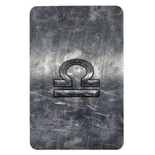 Libra Zodiac Symbol i silver grunge steel stil Magnet