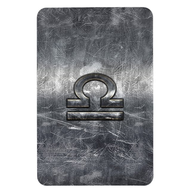 Libra Zodiac Symbol i silver grunge steel stil Magnet (Vertikal)