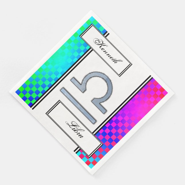 Libra Zodiac Symbol Inslag av Kenneth Yoncich Pappersservett (Hörn)