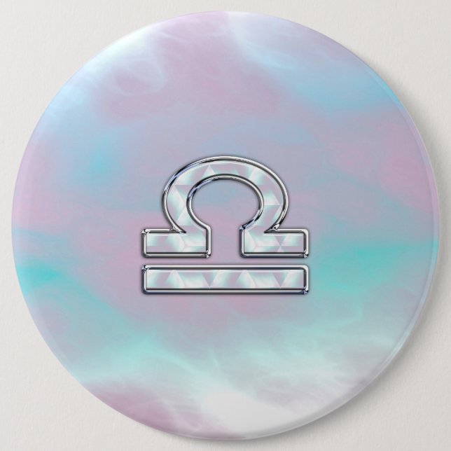 Libra Zodiac Symbol Mor i Pearl Stil Knapp (Framsida)