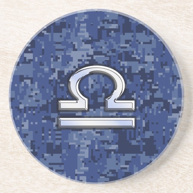 Libra Zodiac-symbol på Blue Digital Camouflage Underlägg (Framsidan)