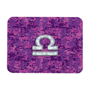 Libra Zodiac-symbol på Fuchsia Digital Camo Magnet
