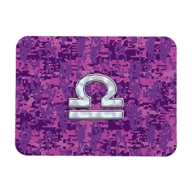 Libra Zodiac-symbol på Fuchsia Digital Camo Magnet (Horisontell)