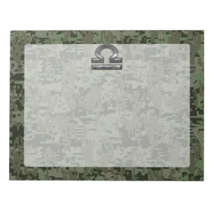 Libra Zodiac-symbol på Grönt Digital Camouflage Anteckningsblock