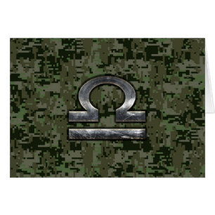 Libra Zodiac-symbol på Grönt Digital Camouflage Hälsningskort