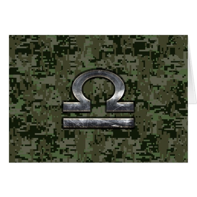 Libra Zodiac-symbol på Grönt Digital Camouflage Hälsningskort (Framsidan Horizontal)