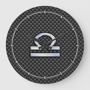 Libra Zodiac-symbol på kolfiberdecor Stor Klocka