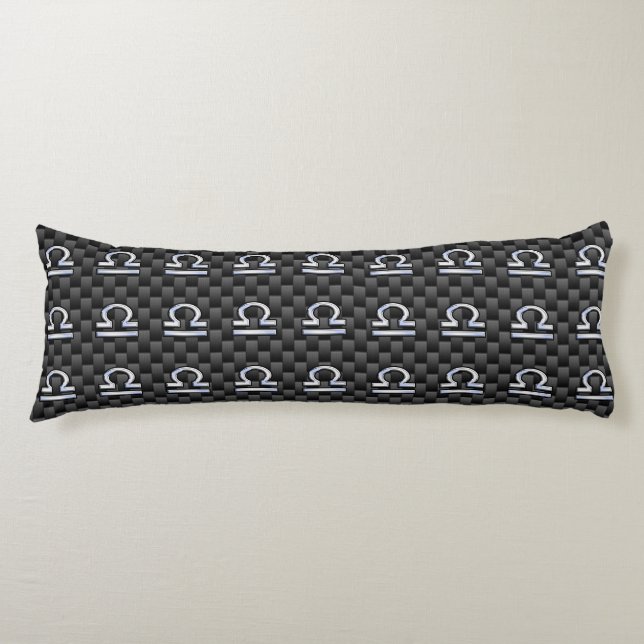 Libra Zodiac Symbol på kolfiberutskrift Kroppskudde (Framsidan)