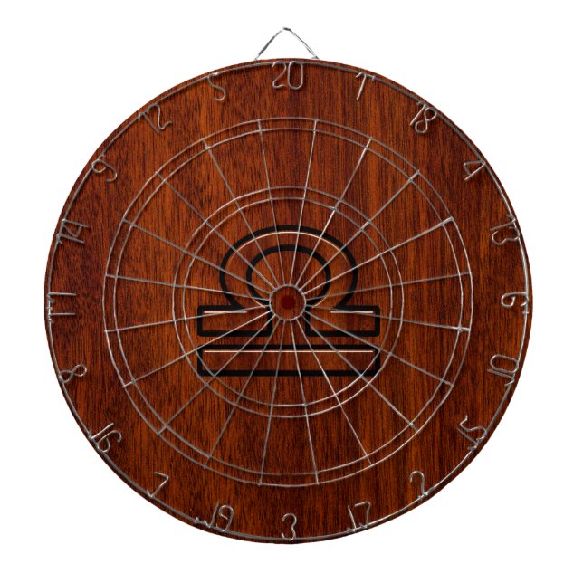 Libra Zodiac Symbol på Mahogany Darttavla (Framsidan)