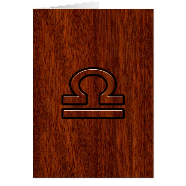 Libra Zodiac Symbol på Mahogany Hälsningskort (Framsidan)